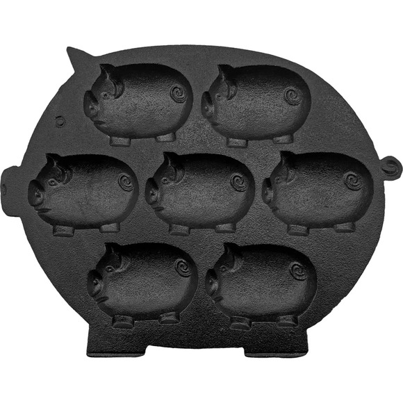 Old Mountain Cast Iron Pig Baking Pan Cornbread Pan Black New - Picture 1 of 2